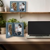 image:imageGolden State Art 5x7 Double Frame Distressed White 1 Pack  High Definition Glass 2 Hinged Photo Frame for Desktop Decorative Folding Family Frames CollageBlue