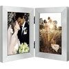 image:imageGolden State Art 5x7 Double Frame Distressed White 1 Pack  High Definition Glass 2 Hinged Photo Frame for Desktop Decorative Folding Family Frames CollageSilver