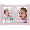 image:imageGolden State Art 5x7 Double Frame Distressed White 1 Pack  High Definition Glass 2 Hinged Photo Frame for Desktop Decorative Folding Family Frames CollagePink