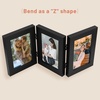 image:imageGolden State Art 5x7 Triple Picture Frame Light Grey Real Glass 1 Pack  Trifold Photo Frame Vertical Display for Desktop  Three Folding Picture CollageBlack