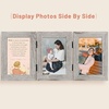 image:imageGolden State Art 5x7 Triple Picture Frame Light Grey Real Glass 1 Pack  Trifold Photo Frame Vertical Display for Desktop  Three Folding Picture CollageLight Gray