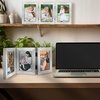 image:imageGolden State Art 5x7 Triple Picture Frame Light Grey Real Glass 1 Pack  Trifold Photo Frame Vertical Display for Desktop  Three Folding Picture CollageSilver
