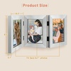 image:imageGolden State Art 5x7 Triple Picture Frame Light Grey Real Glass 1 Pack  Trifold Photo Frame Vertical Display for Desktop  Three Folding Picture CollageSilver