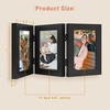 image:imageGolden State Art 5x7 Triple Picture Frame Light Grey Real Glass 1 Pack  Trifold Photo Frame Vertical Display for Desktop  Three Folding Picture CollageBlack