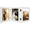 image:imageGolden State Art 5x7 Triple Picture Frame Light Grey Real Glass 1 Pack  Trifold Photo Frame Vertical Display for Desktop  Three Folding Picture CollageWhite