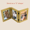 image:imageGolden State Art 5x7 Triple Picture Frame Light Grey Real Glass 1 Pack  Trifold Photo Frame Vertical Display for Desktop  Three Folding Picture CollageGold