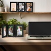 image:imageGolden State Art 5x7 Triple Picture Frame Light Grey Real Glass 1 Pack  Trifold Photo Frame Vertical Display for Desktop  Three Folding Picture CollageBlack