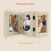 image:imageGolden State Art 5x7 Triple Picture Frame Light Grey Real Glass 1 Pack  Trifold Photo Frame Vertical Display for Desktop  Three Folding Picture CollageBeige