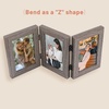 image:imageGolden State Art 5x7 Triple Picture Frame Light Grey Real Glass 1 Pack  Trifold Photo Frame Vertical Display for Desktop  Three Folding Picture CollageGray