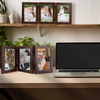 image:imageGolden State Art 5x7 Triple Picture Frame Light Grey Real Glass 1 Pack  Trifold Photo Frame Vertical Display for Desktop  Three Folding Picture CollageBrown