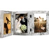 image:imageGolden State Art 5x7 Triple Picture Frame Light Grey Real Glass 1 Pack  Trifold Photo Frame Vertical Display for Desktop  Three Folding Picture CollageWeathered White
