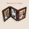 image:imageGolden State Art 5x7 Triple Picture Frame Light Grey Real Glass 1 Pack  Trifold Photo Frame Vertical Display for Desktop  Three Folding Picture CollageBrown