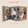 image:imageGolden State Art 5x7 Triple Picture Frame Light Grey Real Glass 1 Pack  Trifold Photo Frame Vertical Display for Desktop  Three Folding Picture CollageGray