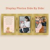 image:imageGolden State Art 5x7 Triple Picture Frame Light Grey Real Glass 1 Pack  Trifold Photo Frame Vertical Display for Desktop  Three Folding Picture CollageGold