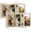image:imageGolden State Art 5x7 Triple Picture Frame Light Grey Real Glass 1 Pack  Trifold Photo Frame Vertical Display for Desktop  Three Folding Picture CollageBeige