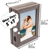 image:imageGolden State Art 5x7 Triple Picture Frame Light Grey Real Glass 1 Pack  Trifold Photo Frame Vertical Display for Desktop  Three Folding Picture CollageGray