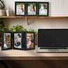 image:imageGolden State Art 5x7 Triple Picture Frame Light Grey Real Glass 1 Pack  Trifold Photo Frame Vertical Display for Desktop  Three Folding Picture CollageBlack