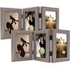 image:imageGolden State Art 5x7 Triple Picture Frame Light Grey Real Glass 1 Pack  Trifold Photo Frame Vertical Display for Desktop  Three Folding Picture CollageGray