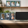 image:imageGolden State Art 5x7 Triple Picture Frame Light Grey Real Glass 1 Pack  Trifold Photo Frame Vertical Display for Desktop  Three Folding Picture CollageBlue