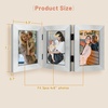 image:imageGolden State Art 5x7 Triple Picture Frame Light Grey Real Glass 1 Pack  Trifold Photo Frame Vertical Display for Desktop  Three Folding Picture CollageSilver