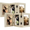 image:imageGolden State Art 5x7 Triple Picture Frame Light Grey Real Glass 1 Pack  Trifold Photo Frame Vertical Display for Desktop  Three Folding Picture CollageBeige