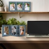 image:imageGolden State Art 5x7 Triple Picture Frame Light Grey Real Glass 1 Pack  Trifold Photo Frame Vertical Display for Desktop  Three Folding Picture CollageBlue