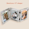 image:imageGolden State Art 5x7 Triple Picture Frame Light Grey Real Glass 1 Pack  Trifold Photo Frame Vertical Display for Desktop  Three Folding Picture CollageWeathered White
