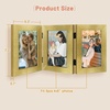 image:imageGolden State Art 5x7 Triple Picture Frame Light Grey Real Glass 1 Pack  Trifold Photo Frame Vertical Display for Desktop  Three Folding Picture CollageGold