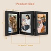 image:imageGolden State Art 5x7 Triple Picture Frame Light Grey Real Glass 1 Pack  Trifold Photo Frame Vertical Display for Desktop  Three Folding Picture CollageBlack