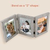 image:imageGolden State Art 5x7 Triple Picture Frame Light Grey Real Glass 1 Pack  Trifold Photo Frame Vertical Display for Desktop  Three Folding Picture CollageLight Gray