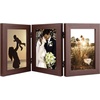 image:imageGolden State Art 5x7 Triple Picture Frame Light Grey Real Glass 1 Pack  Trifold Photo Frame Vertical Display for Desktop  Three Folding Picture CollageBrown