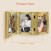 image:imageGolden State Art 5x7 Triple Picture Frame Light Grey Real Glass 1 Pack  Trifold Photo Frame Vertical Display for Desktop  Three Folding Picture CollageGold