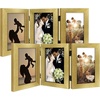 image:imageGolden State Art 5x7 Triple Picture Frame Light Grey Real Glass 1 Pack  Trifold Photo Frame Vertical Display for Desktop  Three Folding Picture CollageGold