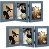 image:imageGolden State Art 5x7 Triple Picture Frame Light Grey Real Glass 1 Pack  Trifold Photo Frame Vertical Display for Desktop  Three Folding Picture CollageBlue