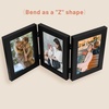 image:imageGolden State Art 5x7 Triple Picture Frame Light Grey Real Glass 1 Pack  Trifold Photo Frame Vertical Display for Desktop  Three Folding Picture CollageBlack