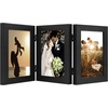image:imageGolden State Art 5x7 Triple Picture Frame Light Grey Real Glass 1 Pack  Trifold Photo Frame Vertical Display for Desktop  Three Folding Picture CollageBlack