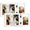 image:imageGolden State Art 5x7 Triple Picture Frame Light Grey Real Glass 1 Pack  Trifold Photo Frame Vertical Display for Desktop  Three Folding Picture CollageWhite