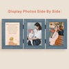 image:imageGolden State Art 5x7 Triple Picture Frame Light Grey Real Glass 1 Pack  Trifold Photo Frame Vertical Display for Desktop  Three Folding Picture CollageBlue