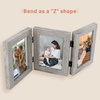 image:imageGolden State Art 5x7 Triple Picture Frame Light Grey Real Glass 1 Pack  Trifold Photo Frame Vertical Display for Desktop  Three Folding Picture CollageLight Gray