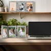 image:imageGolden State Art 5x7 Triple Picture Frame Light Grey Real Glass 1 Pack  Trifold Photo Frame Vertical Display for Desktop  Three Folding Picture CollageLight Gray