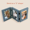 image:imageGolden State Art 5x7 Triple Picture Frame Light Grey Real Glass 1 Pack  Trifold Photo Frame Vertical Display for Desktop  Three Folding Picture CollageBlue