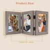image:imageGolden State Art 5x7 Triple Picture Frame Light Grey Real Glass 1 Pack  Trifold Photo Frame Vertical Display for Desktop  Three Folding Picture CollageGray