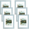 image:imageGolden State Art 9x12 Picture Frame Blue Set of 3  with Mat for 6x8 Picture Shatter Resistant Plexiglass  Engineered Wood Wall Photo FramesBlue