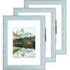 image:imageGolden State Art 9x12 Picture Frame Blue Set of 3  with Mat for 6x8 Picture Shatter Resistant Plexiglass  Engineered Wood Wall Photo FramesBlue