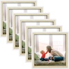 image:imageGolden State Art Set of 12 Two Color Molding Picture Frame Integrated with Easel and Sawtooth Hangers Great for Baby Pictures Weddings Portraits White and Beige 8x8Natural  White