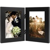 image:imageGolden State Art 5x7 Double Frame Distressed White 1 Pack  High Definition Glass 2 Hinged Photo Frame for Desktop Decorative Folding Family Frames CollageBlack