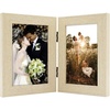 image:imageGolden State Art 5x7 Double Frame Distressed White 1 Pack  High Definition Glass 2 Hinged Photo Frame for Desktop Decorative Folding Family Frames CollageBeige