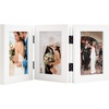 image:imageGolden State Art 5x7 Triple Picture Frame Light Grey Real Glass 1 Pack  Trifold Photo Frame Vertical Display for Desktop  Three Folding Picture CollageWhite