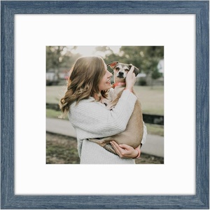 image:image12x16 Picture Frame with Mat for 11x14 Picture Dark Brown 1 Pack  Shatter Resistant Plexiglass  Engineered Wood Poster Frame for 30x40 cm Art Prints Wall MountingBlue