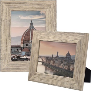 image:image2 Pack 5x7 Picture Frames in Grey Real Glass WallampTabletop Display  Wide Molding 5 by 7 Photo Frame with Back Hangers Country Wood Grain Style Great for Photos Gift Pictures WeddingBeige